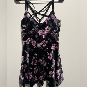 Floral skull print killstar dress